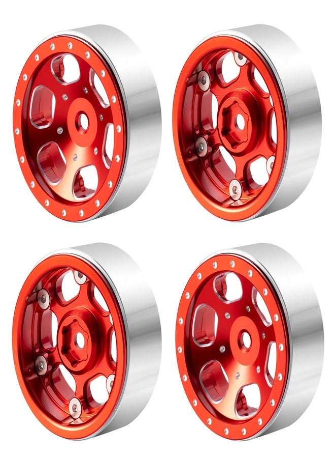 RCLIONS 1.3inch Aluminium Beadlock Wheel Rims 70g for TRX4M SCX24 1/24 1/18 Scale RC Crawler Car Upgrade Parts (Red) - Image 5